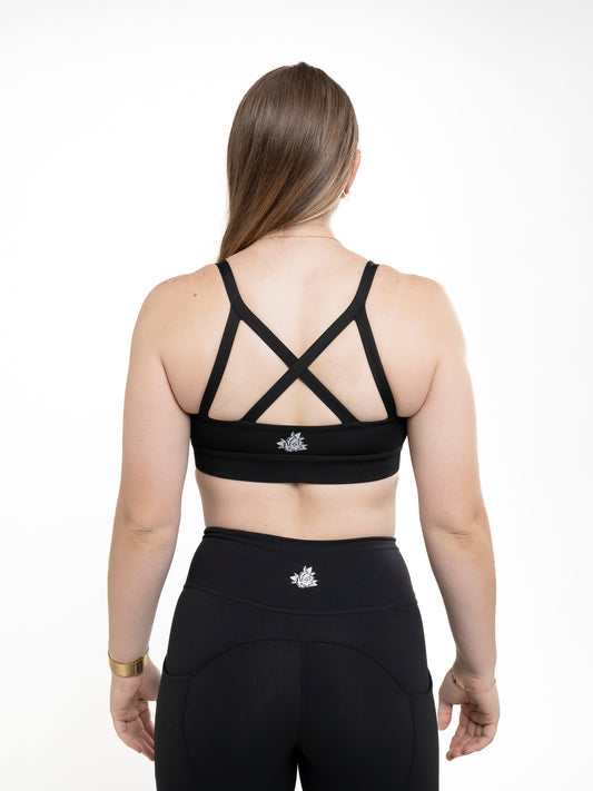 Sasha Strappy Black Sports Crop